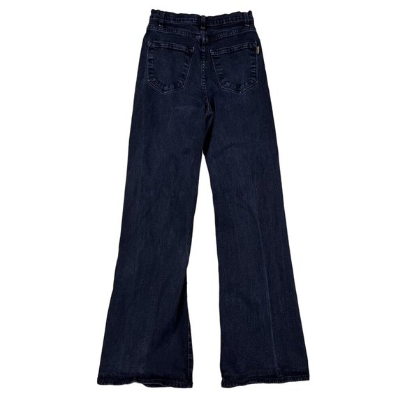 Vibrant M.I.U. Black Distressed Flare Jeans Size 5 or 26 - Picture 2 of 7